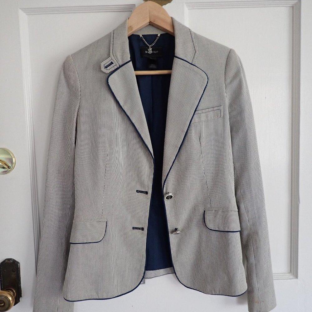 Mango White and Navy Blazer